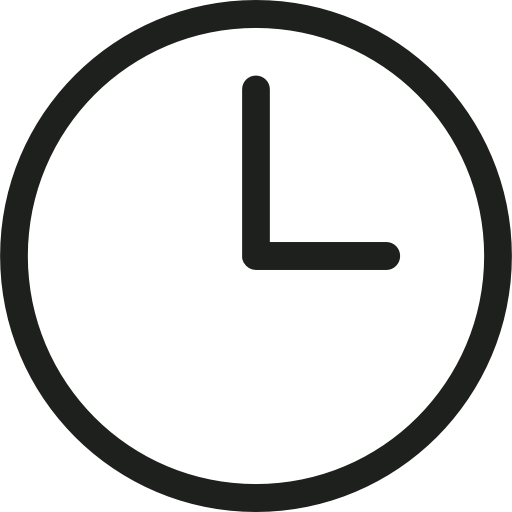 Simple icon of a clock showing 10 o'clock.