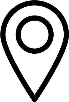 Black location pin icon on a white background.