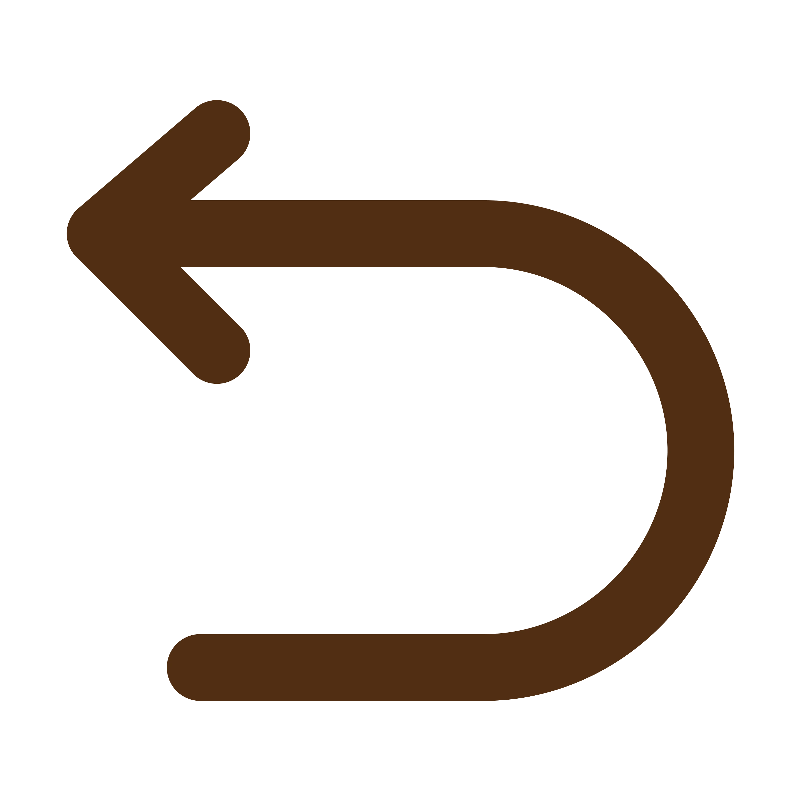 A brown, curved arrow pointing to the left on a green background.