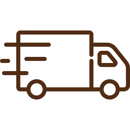 Simple line drawing of a delivery truck icon.