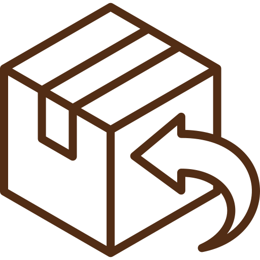 Icon of a box with an arrow indicating return or exchange.
