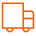 An orange line art icon of a delivery truck, facing left.