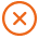 An orange 'X' inside an orange circle, used as an icon.