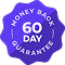 Blue badge with '60 Day Money Back Guarantee' text.