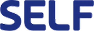 The word SELF in a dark blue, rounded, sans-serif font on a black background.