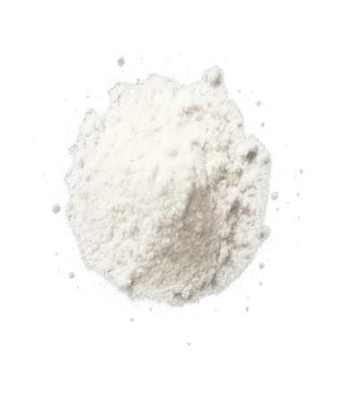 A mound of white powder on a white background.