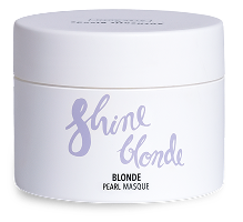 White jar labeled 'Shine Blonde' with purple text.