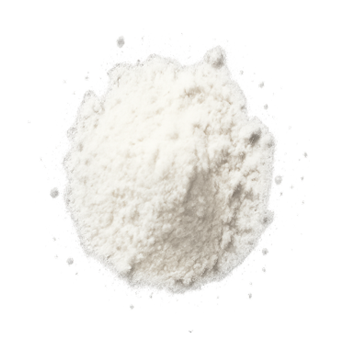 A pile of white powder on a white background.