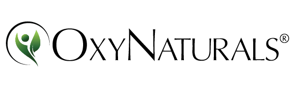 Logo with the text 'OxyNaturals' and a green leaf design.