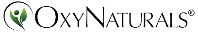 Logo with the text 'OxyNaturals' and a green leaf design.