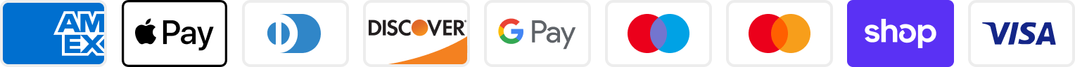 A row of logos for various payment methods, including Visa, Mastercard, American Express, Apple Pay, and Google Pay.