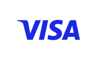 Blue VISA logo on a white background.