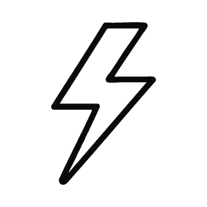 Black lightning bolt icon on a white background.