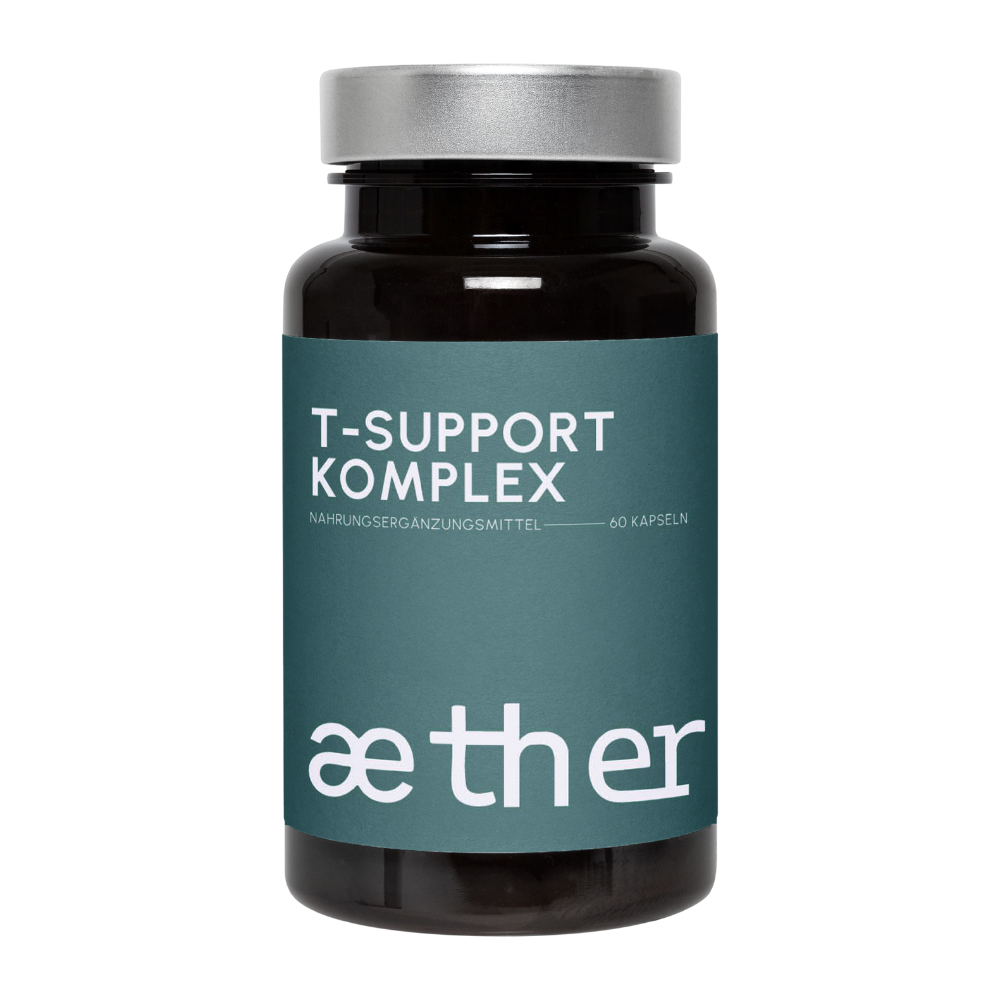 A bottle labeled 'T-Support Komplex' with 60 capsules.