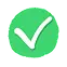A white checkmark inside a green, hand-drawn circle.