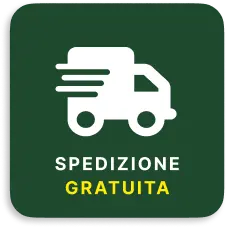 A green icon with a white delivery truck and the Italian text 'Spedizione Gratuita', meaning Free Shipping.
