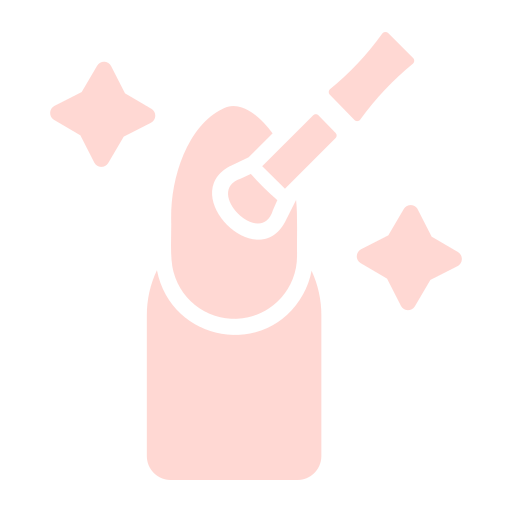 Icon of a nail being painted with sparkles around it.