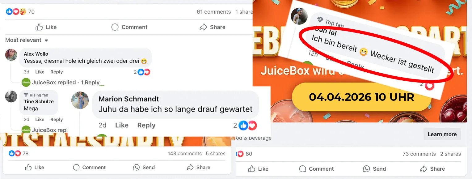 A collage of screenshots of German Facebook comments, with one comment circled in red.