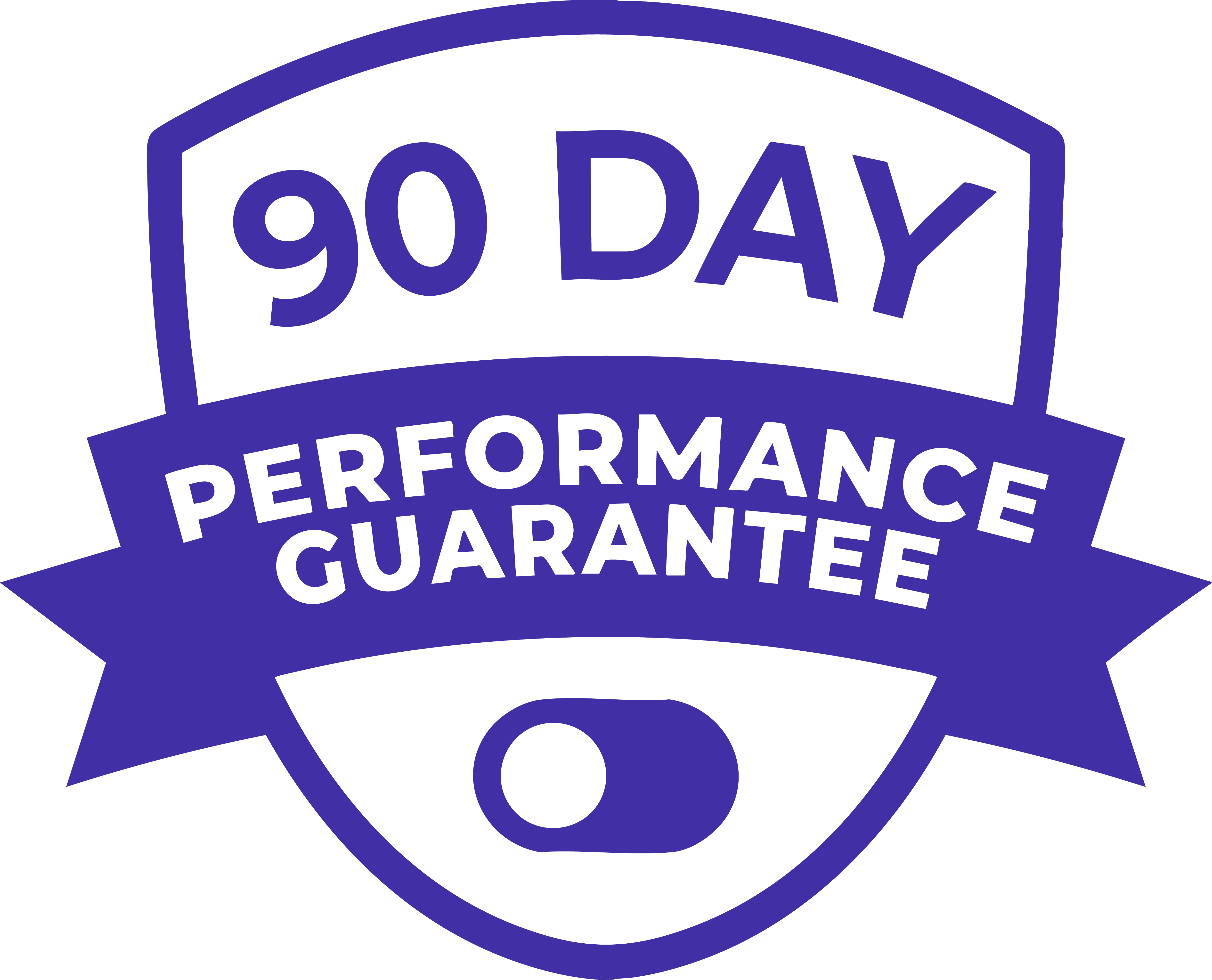 Blue badge with '90 Day Performance Guarantee' text.