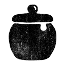 A black, textured silhouette of a honey pot with a lid.