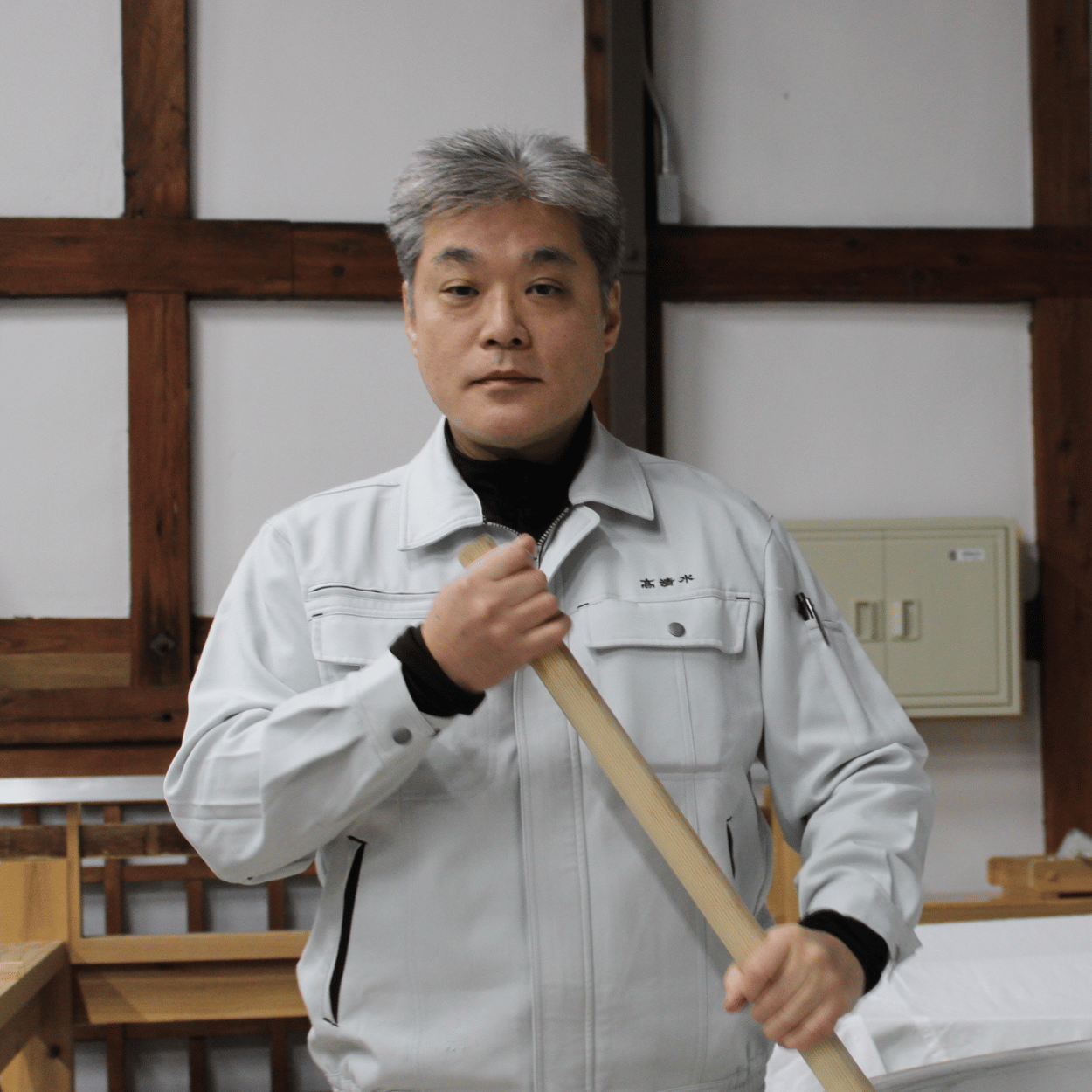 Brewmaster Tadashi Kikuchi of Akita Shurui Seizo in the brewery