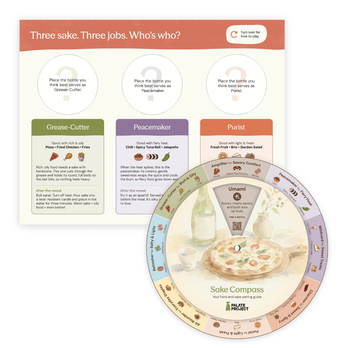 Beyond Sushi tasting mat with the Sake Compass pairing wheel