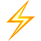 A yellow and orange lightning bolt icon on a green background.