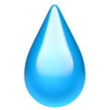 A glowing, light blue teardrop-shaped droplet against a darker blue background.