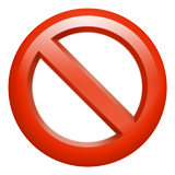 A red circle with a diagonal line through it, the universal symbol for 'no' or 'prohibited'.