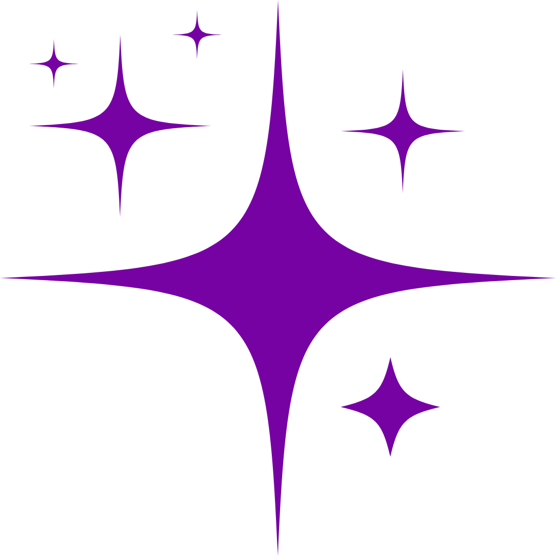 Purple star shapes on a white background.