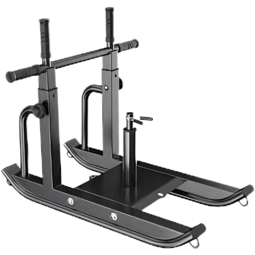 Rocker ski attachment for a rowing machine.