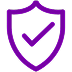 Purple shield icon with a checkmark inside.