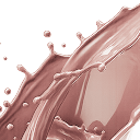 Abstract splash of brown liquid with droplets.