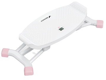 White Wii Fit balance board with pink rubber feet.