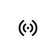 A black icon of a dot with two radiating arcs on either side, representing a signal.