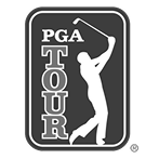The black and white logo of the PGA Tour, featuring a silhouette of a golfer swinging a club.