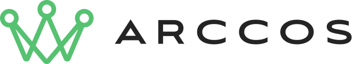 The Arccos company logo, featuring a green stylized crown next to the word 'ARCCOS' in black.