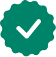 Green checkmark badge with a white check in the center.