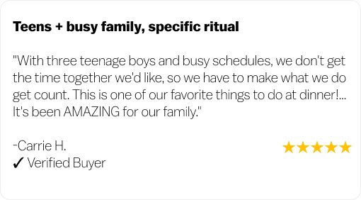 A five-star review from a verified buyer about a product for busy families with teenagers.