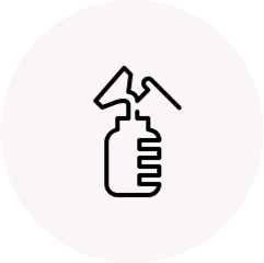 Line drawing of a spray bottle on a white background.