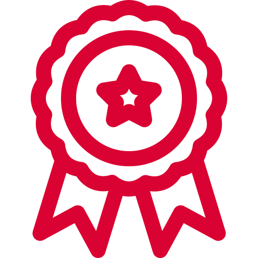 Red award ribbon with a star in the center.