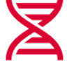 Red DNA double helix icon on a white background.