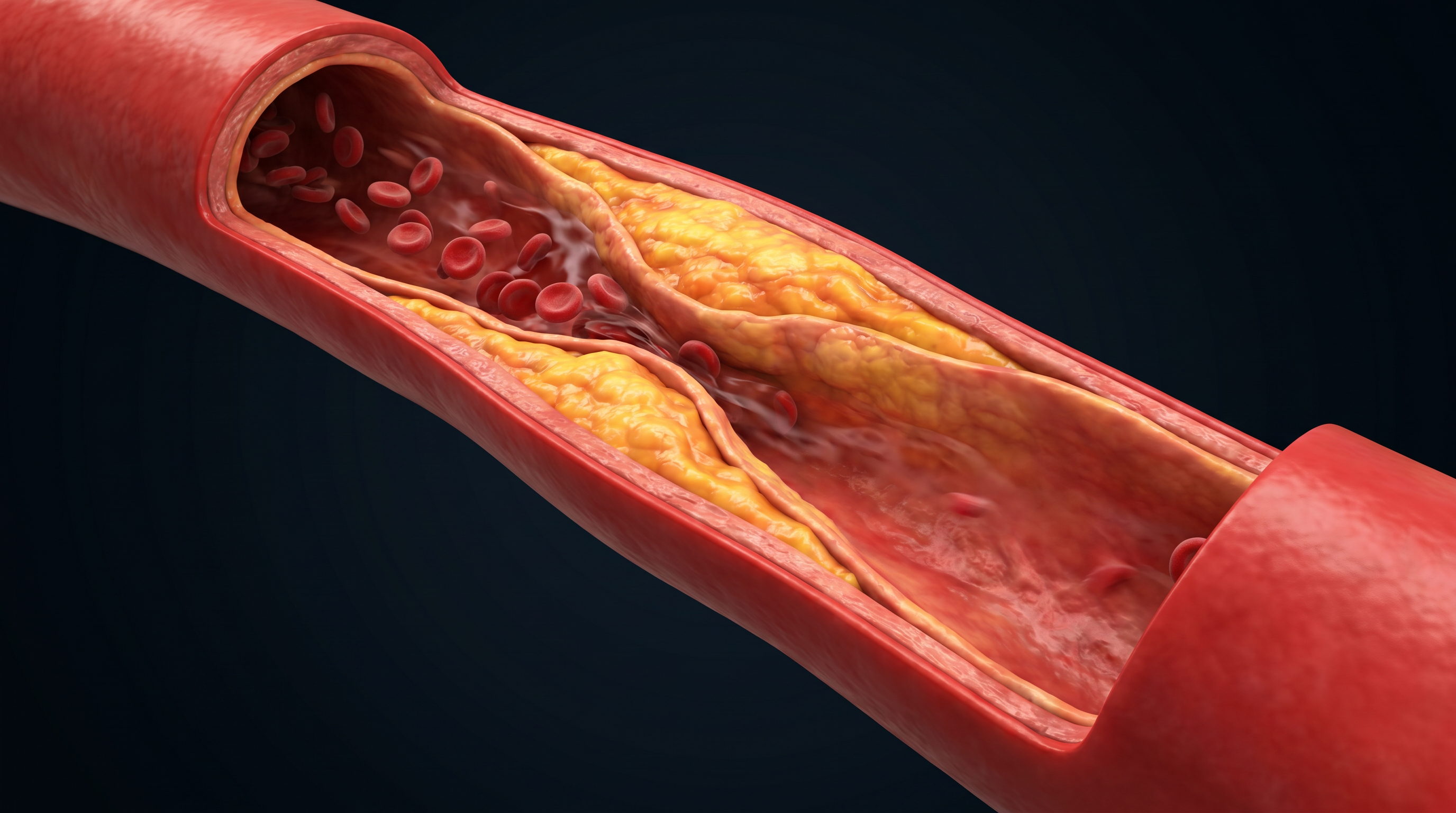 Plaque buildup inside a coronary artery