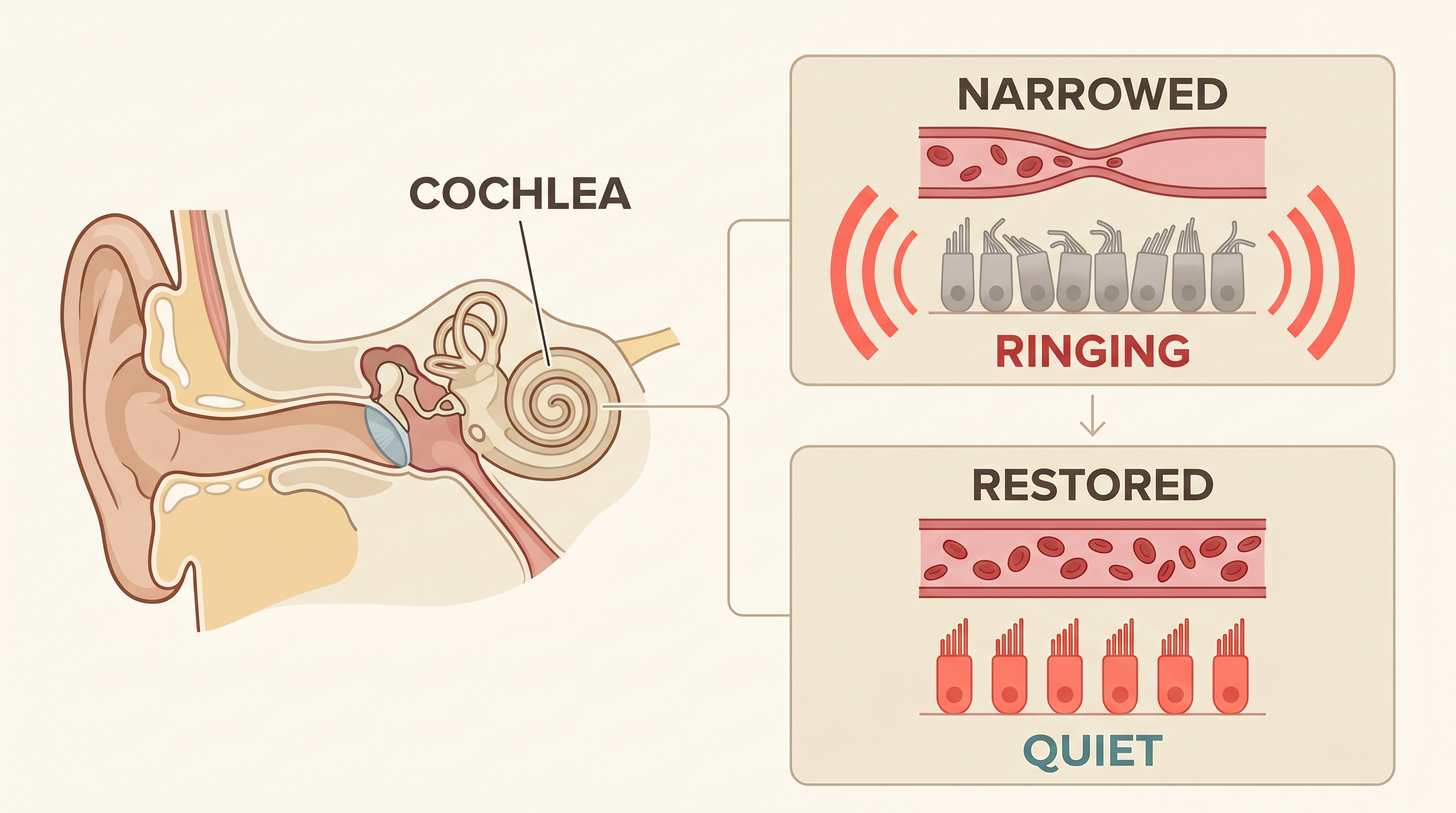 Cochlear capillaries narrowed by aging vs restored blood flow