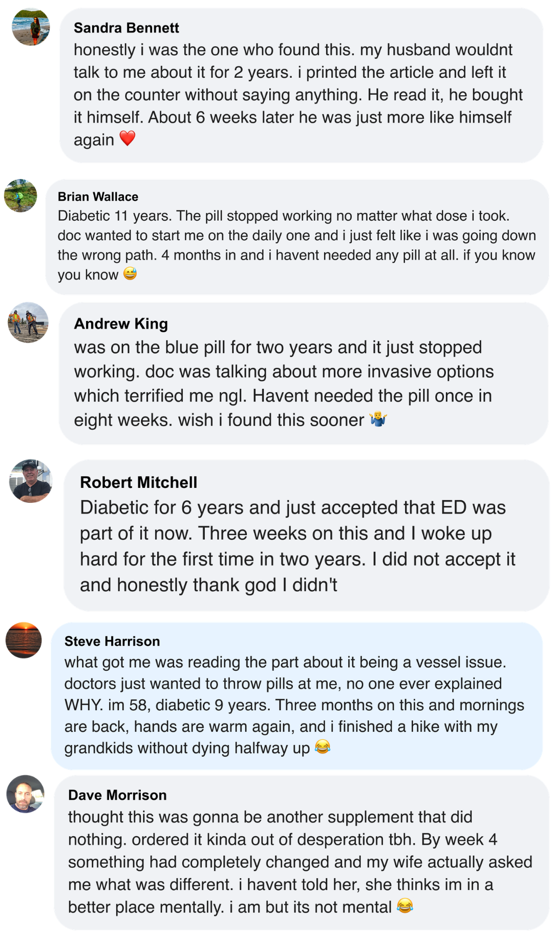 Comments from diabetic men trying pine bark extract
