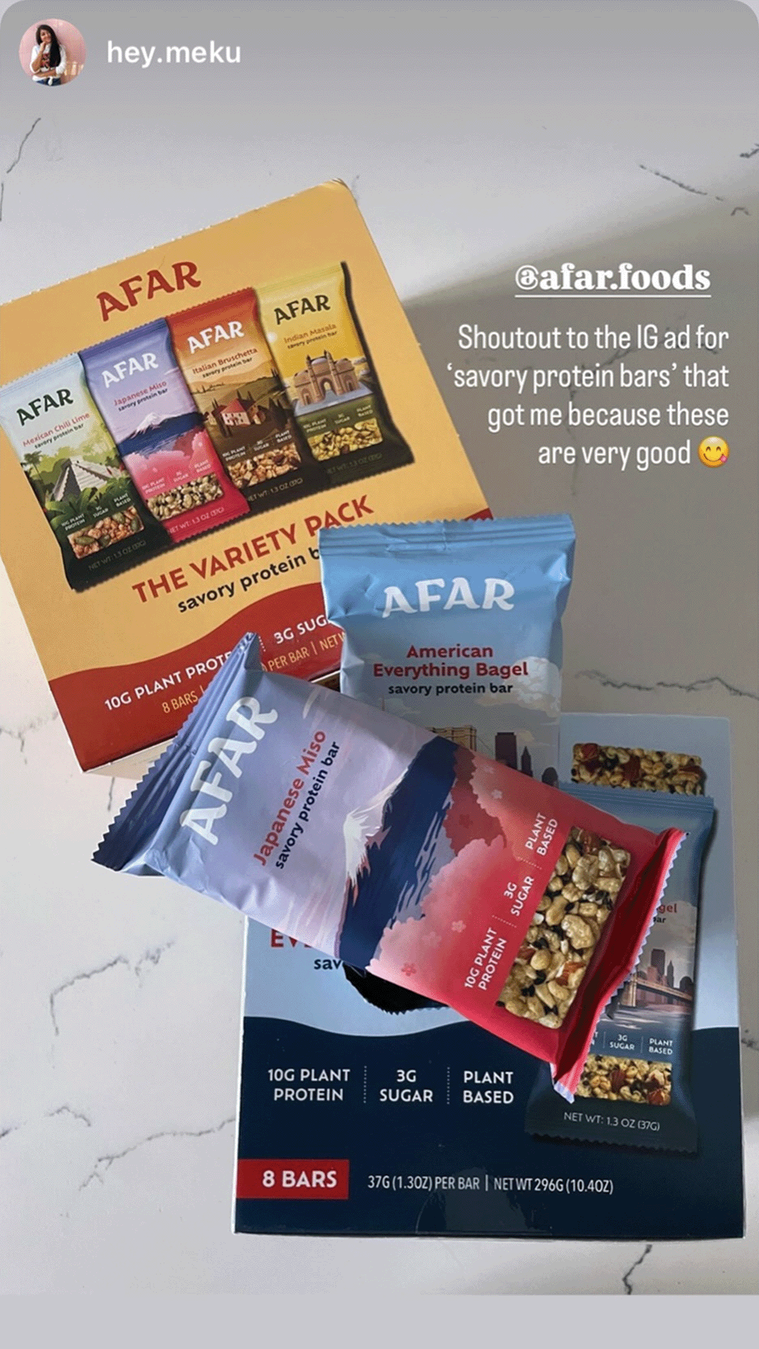 Afar savory protein bar with box packaging