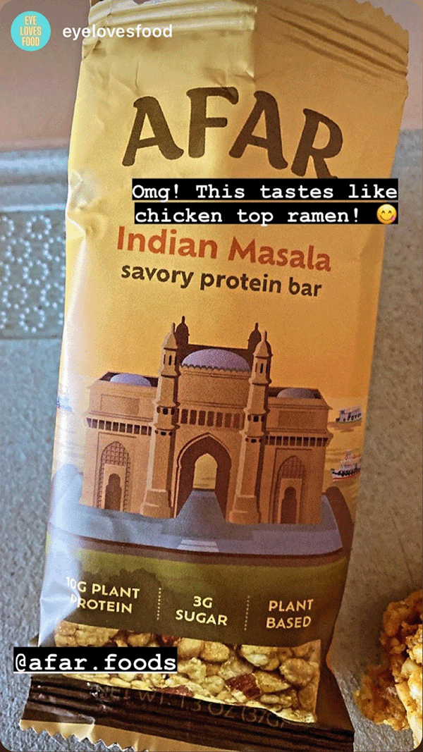 Afar bar on counter