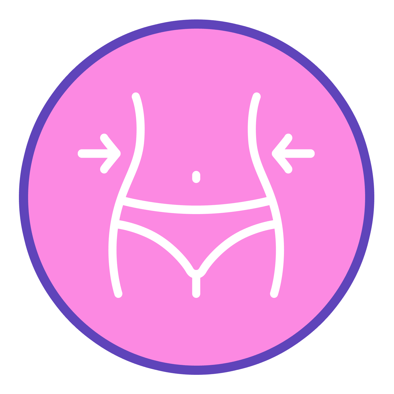 A pink outline of a flexed bicep muscle icon.