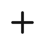 A simple black plus sign icon with rounded ends on a white background.