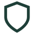 A dark green shield-shaped outline icon.